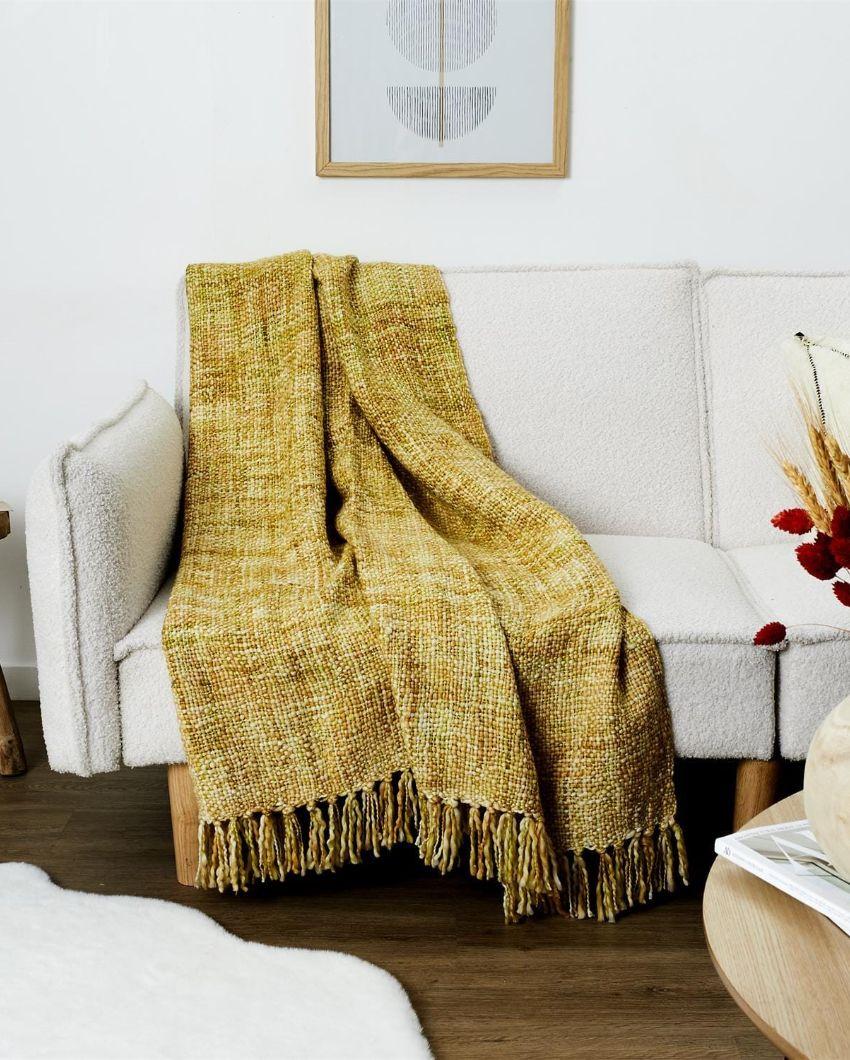 Soft Cotton Yellow Throw 50 X 60 Inches Dusaan