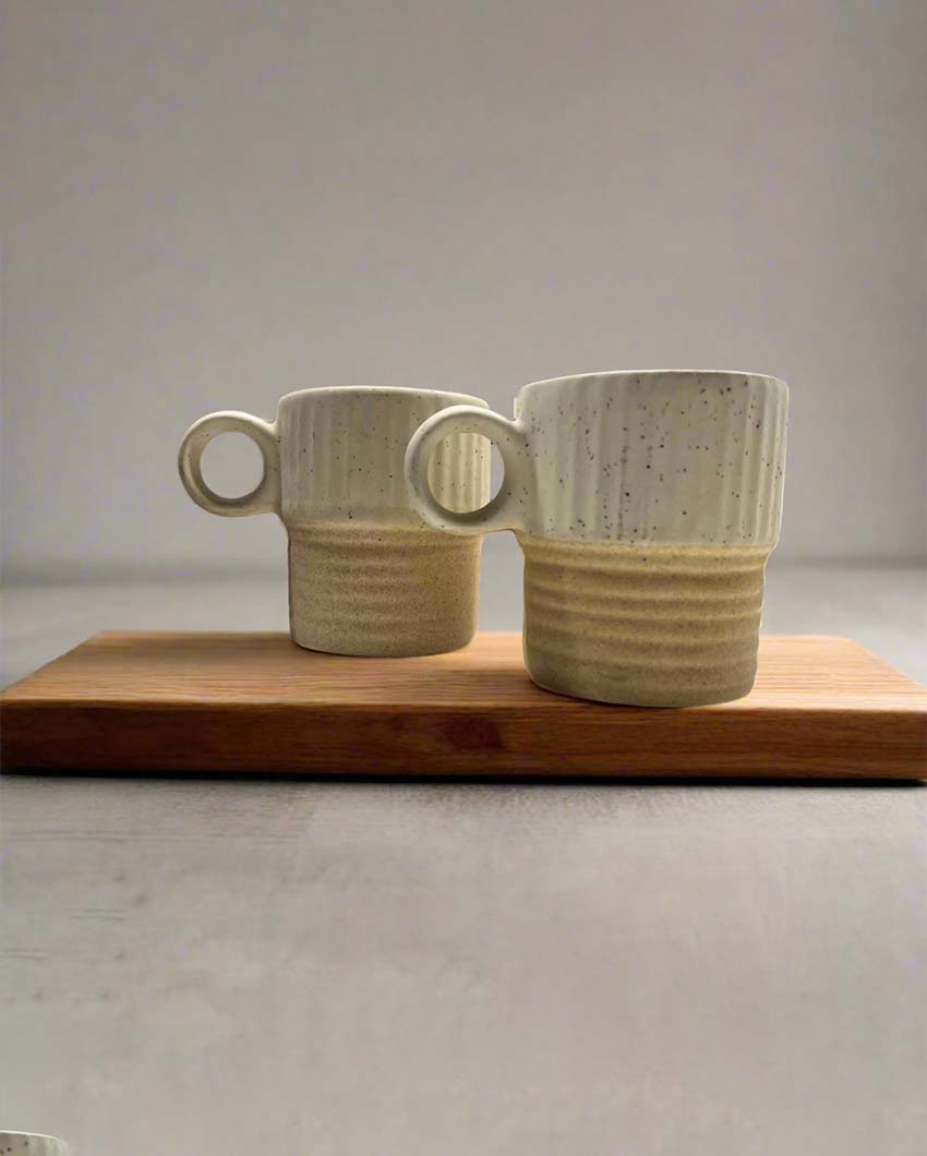 Arya Ceramic Coffee Mugs | Set Of 2 | 5 x 4 inches | 280ml