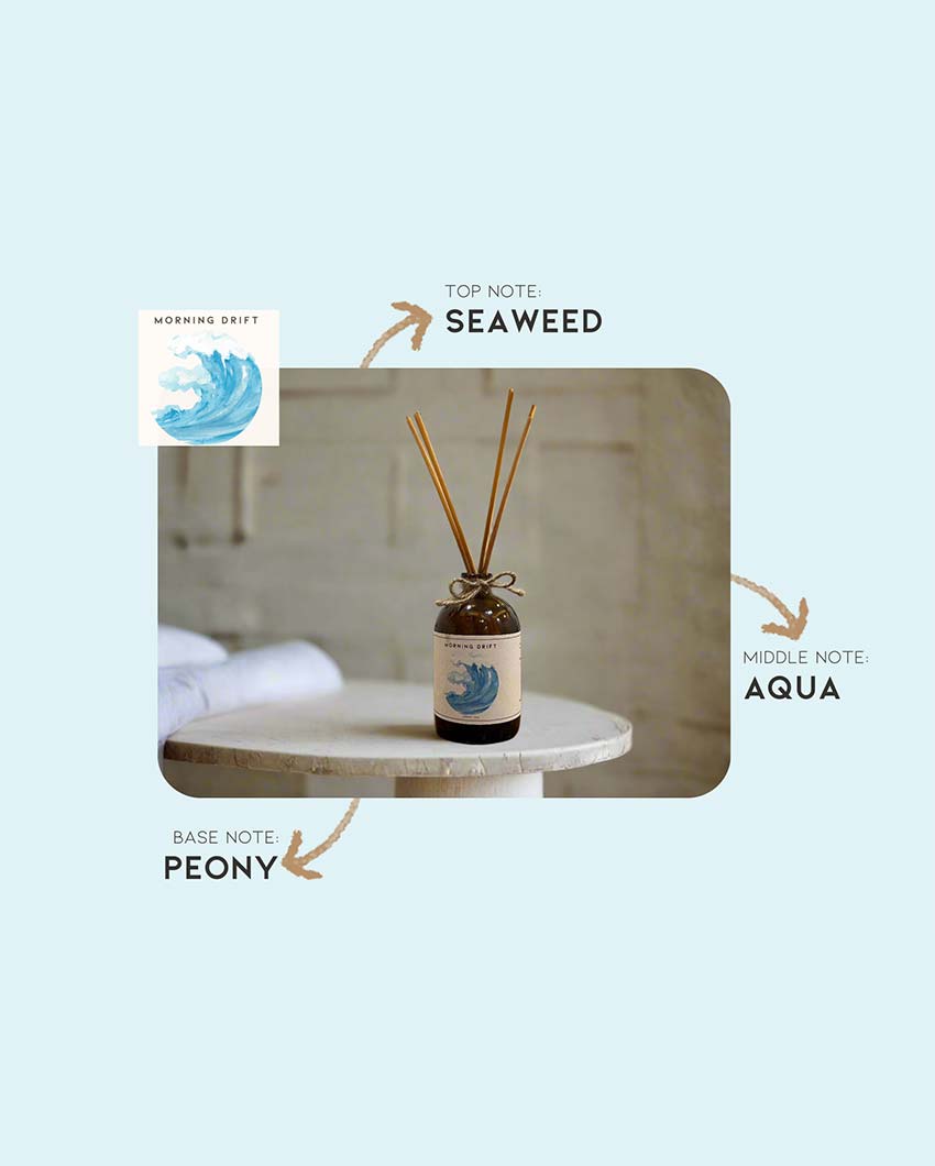 Peony Aqua and Seaweed Notes Reed Diffuser | 3 x 8 inches | 120ml
