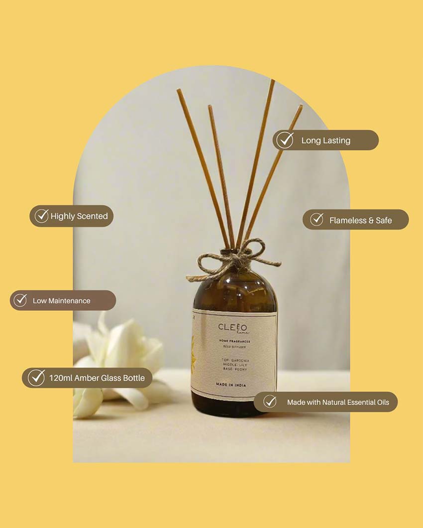 Meadow Mist Lily & Gardenia with Peony Reed Diffuser | 2 x 5 x 8 inches | 120ml