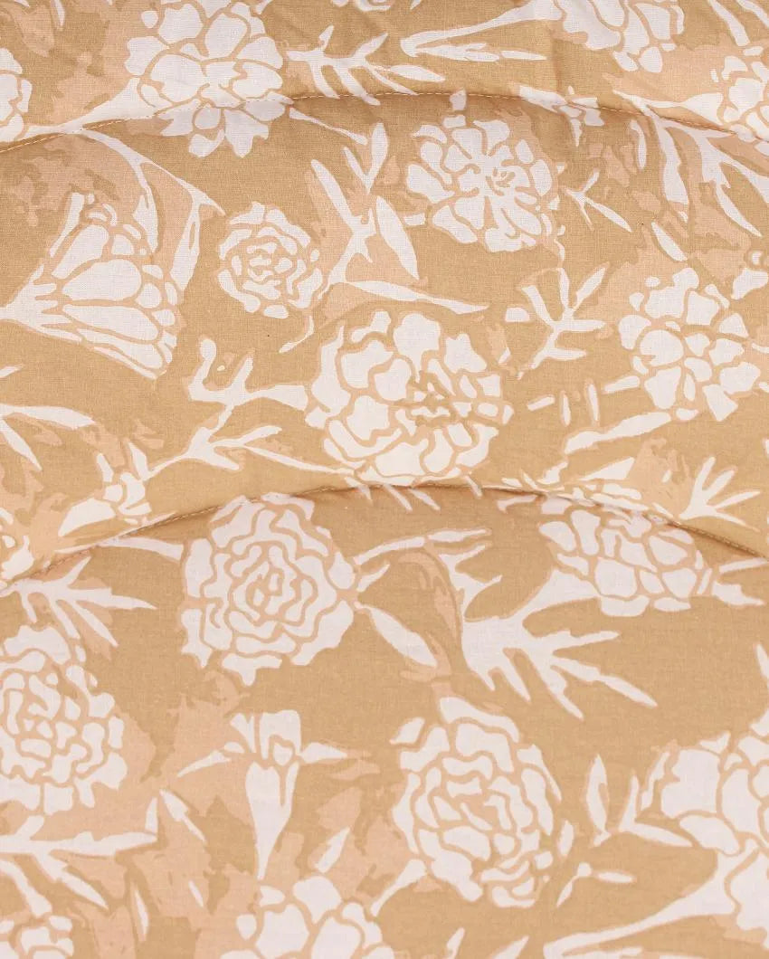 Beige Genda Phool Cotton Comforter | Single Size | 60 x 90 inches