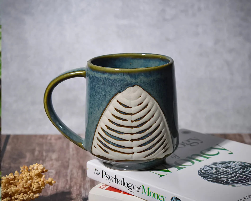 Earthy Leaf Ceramic Coffee Mug | 260 ml