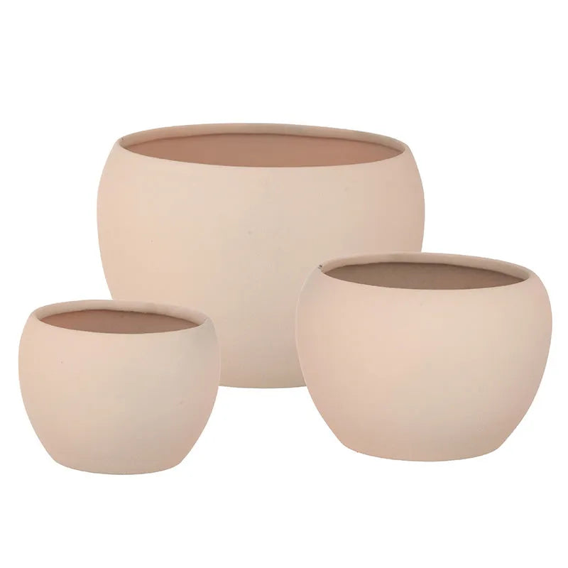 Matte Finished Elegant Table Top Planters | Set Of 3 Cream