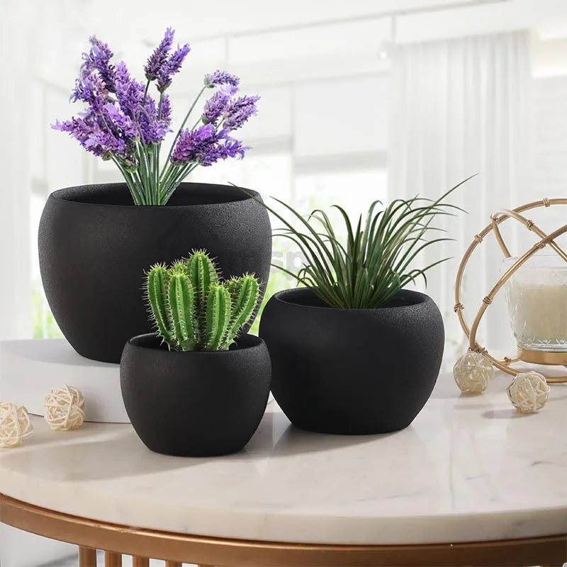 Matte Finished Elegant Table Top Planters | Set Of 3 - Dusaan