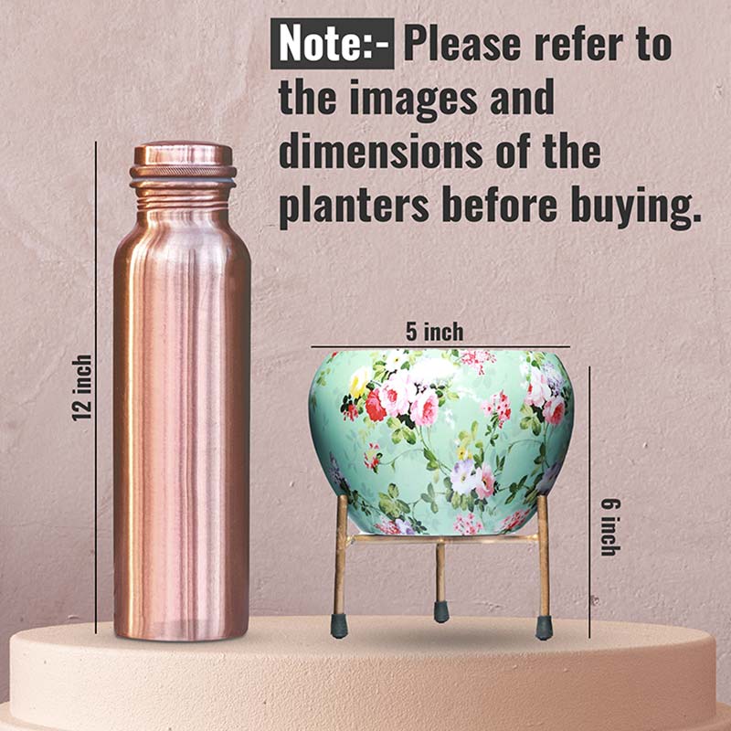 Resilient Metal Plant Pots With Stand | Set of 2