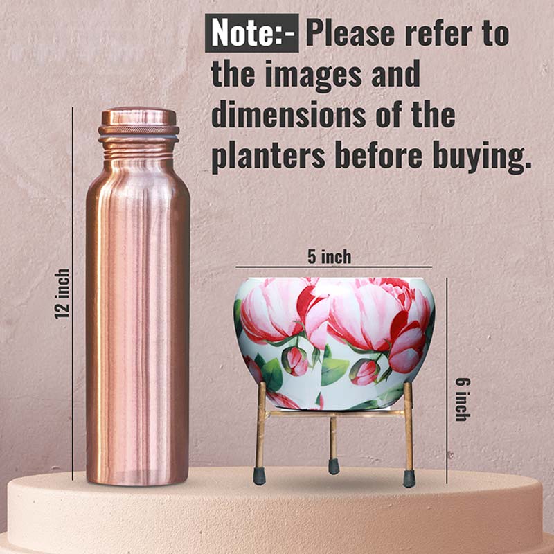 Resilient Metal Plant Pots With Stand | Set of 2