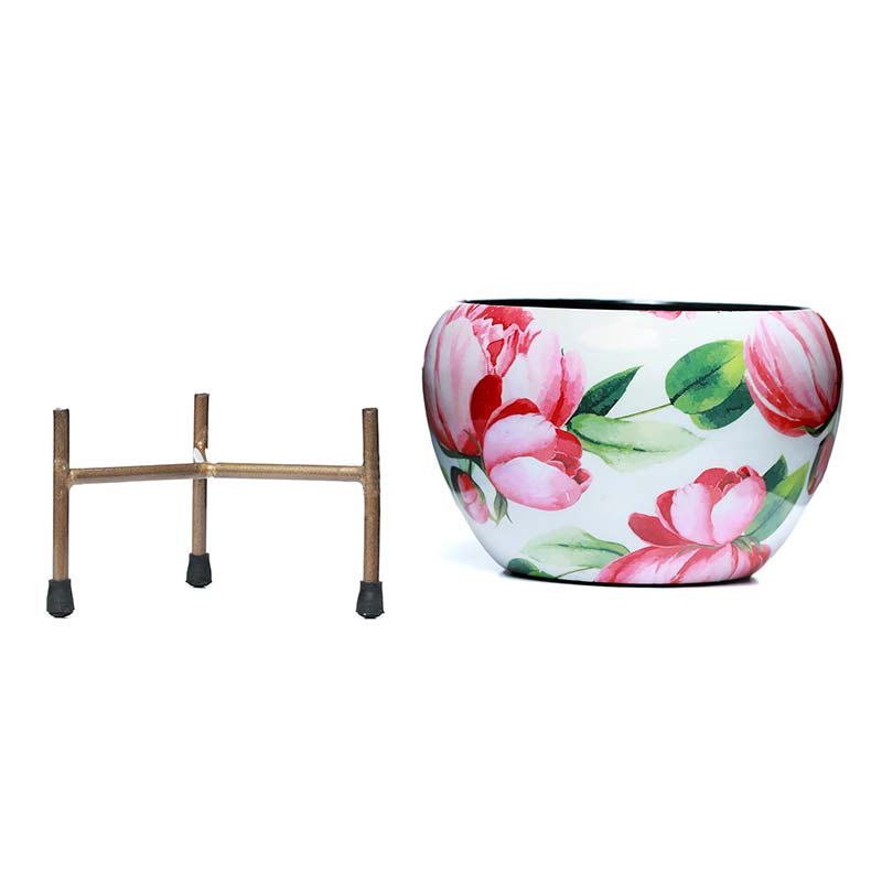 Resilient Metal Plant Pots With Stand | Set of 2