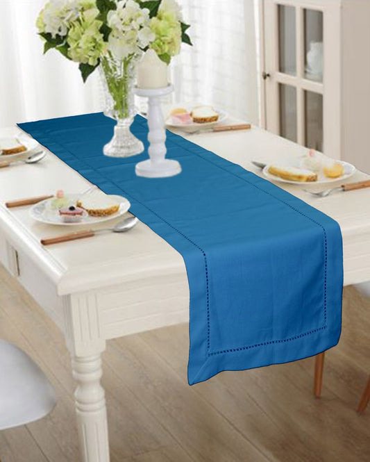 Hemstitch Cotton 6 Seater Table Runner With Ladder Lace | 71 X 13 Inches