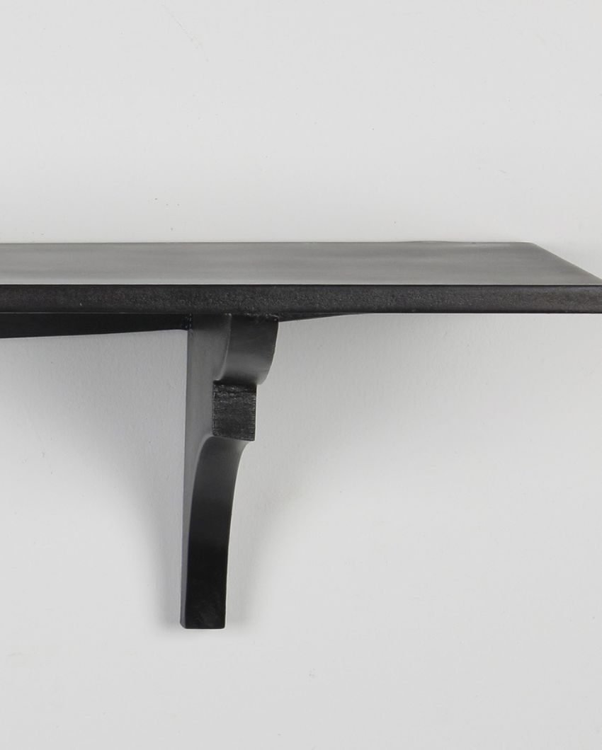 Solid Wood Fixed Bracket Wall Shelf in Black Color | 20 x 6 x 6 inches
