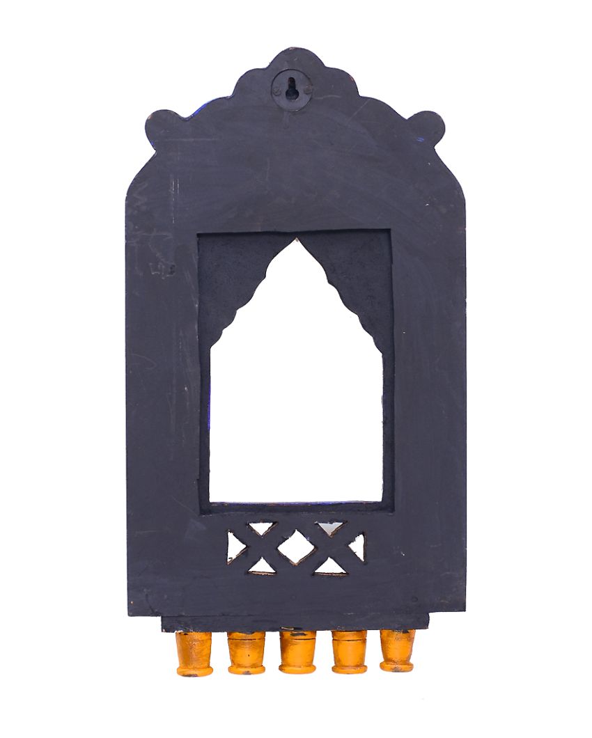 Indian Blue Color Wooden Handpainted Decorative Jharokha Frame | 9 x 2 x 16 inches