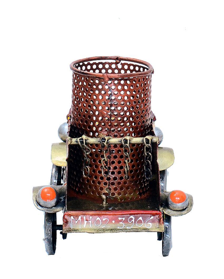 Jeep Design Metal Handpainted Showpiece Pen Stand | 5 x 7 x 6 inches