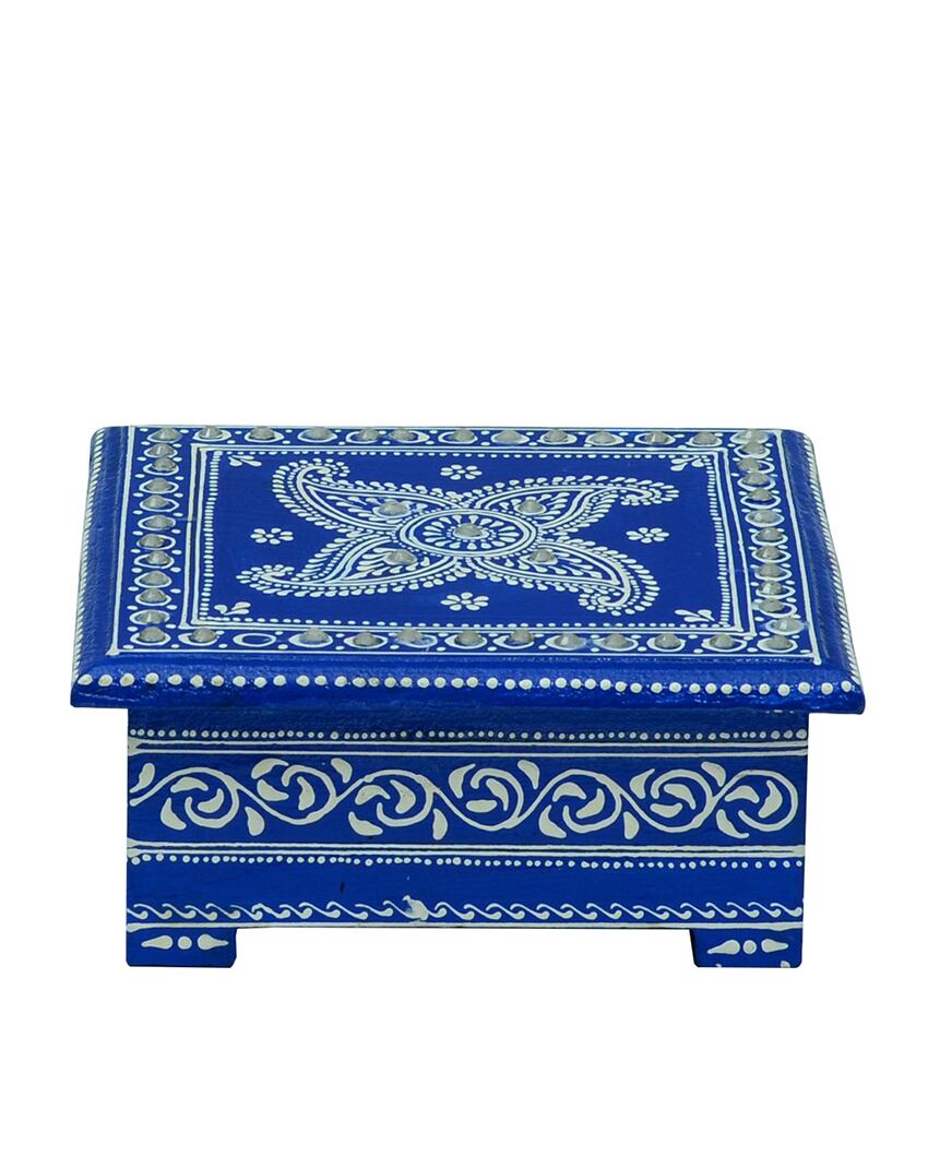 Decorative Blue Color 6 Tea Coasters with Case | 5 x 5 x 2 inches