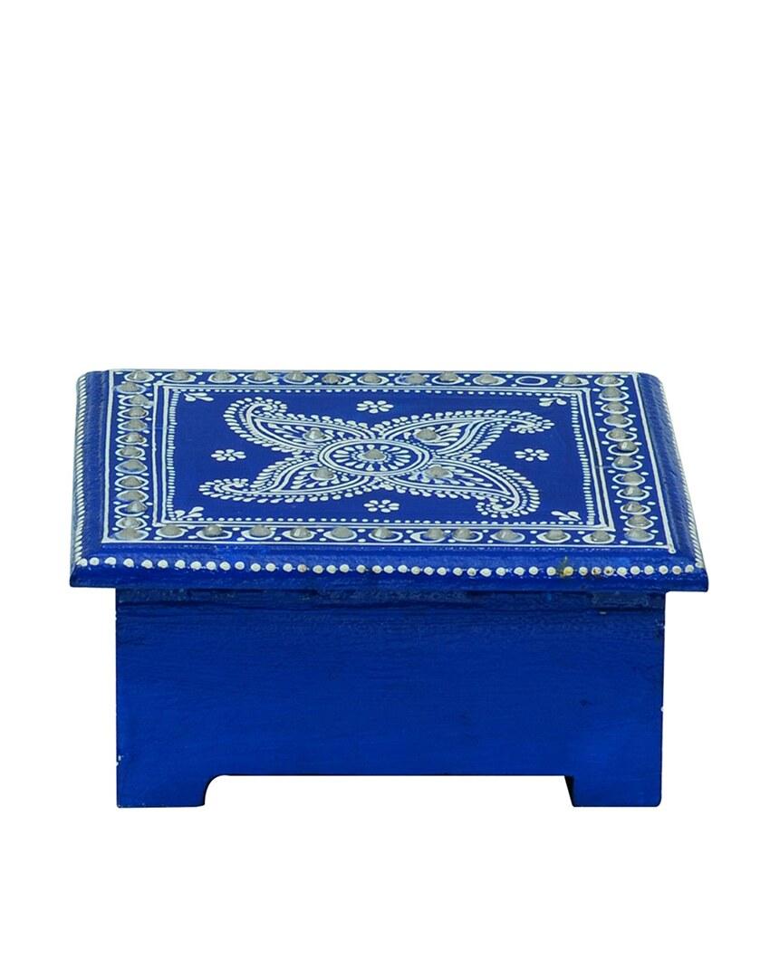 Decorative Blue Color 6 Tea Coasters with Case | 5 x 5 x 2 inches
