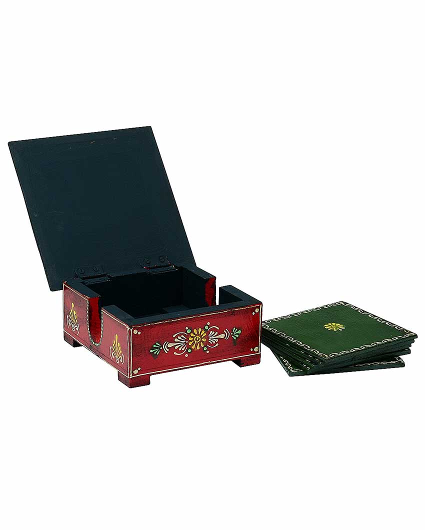 Classic Design 6 Tea Coasters with Case | 5 x 5 x 2 inches