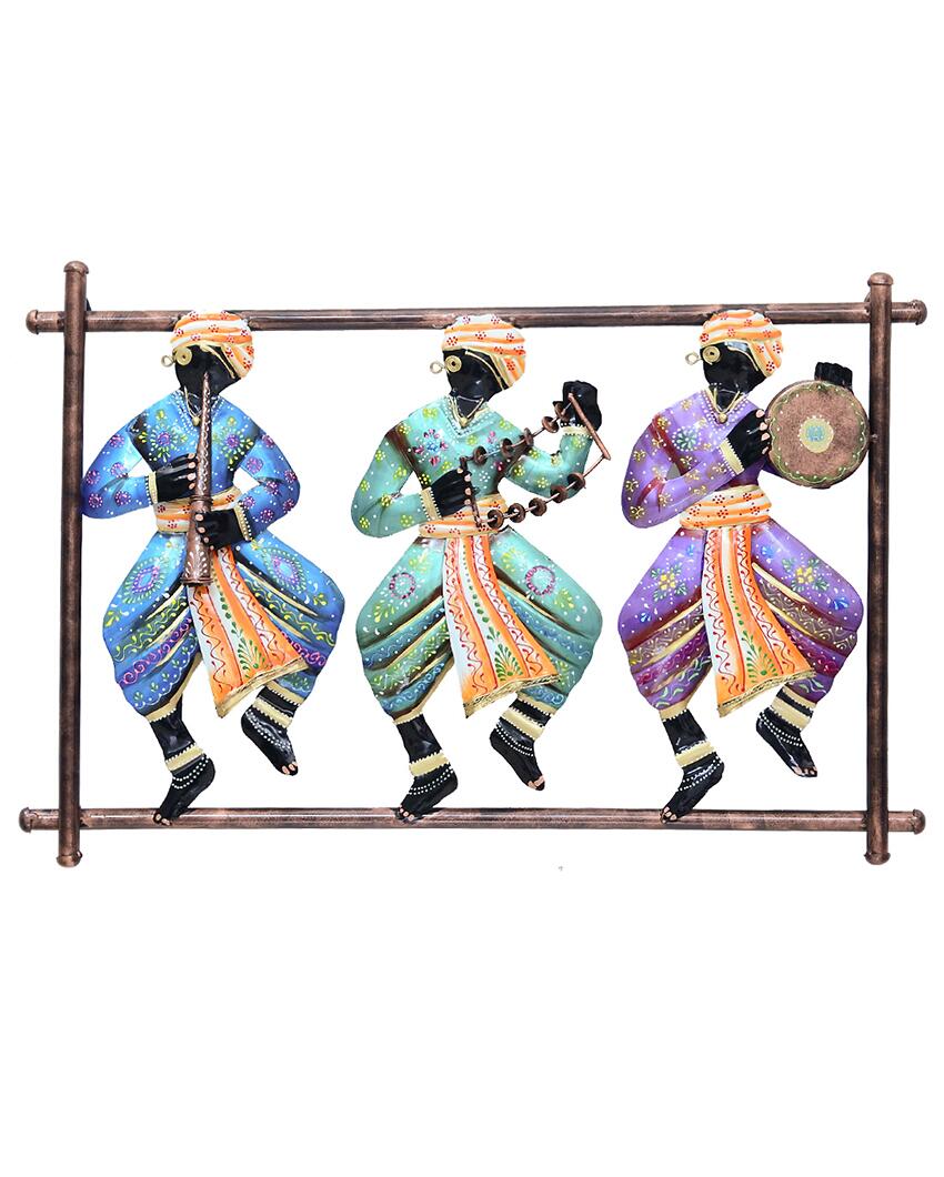 Tabla Musician Metal Handpainted Wall Hanging Decor | 26 x 2 x 16 inches