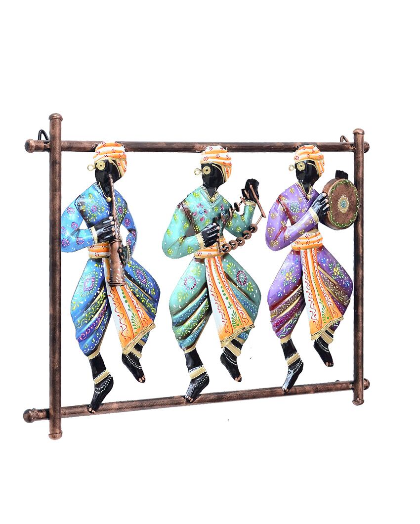 Tabla Musician Metal Handpainted Wall Hanging Decor | 26 x 2 x 16 inches