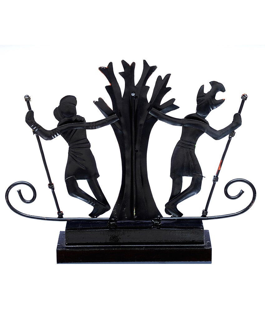 Folk-inspired Momento Metal Decorative Tribal Couple Showpiece | 14 x 3 x 11 inches