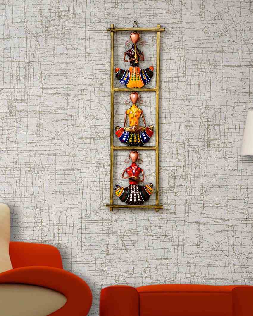Retro Musician Lady Metal Decorative Wall Hanging Frame | 8 x 3 x 25 inches