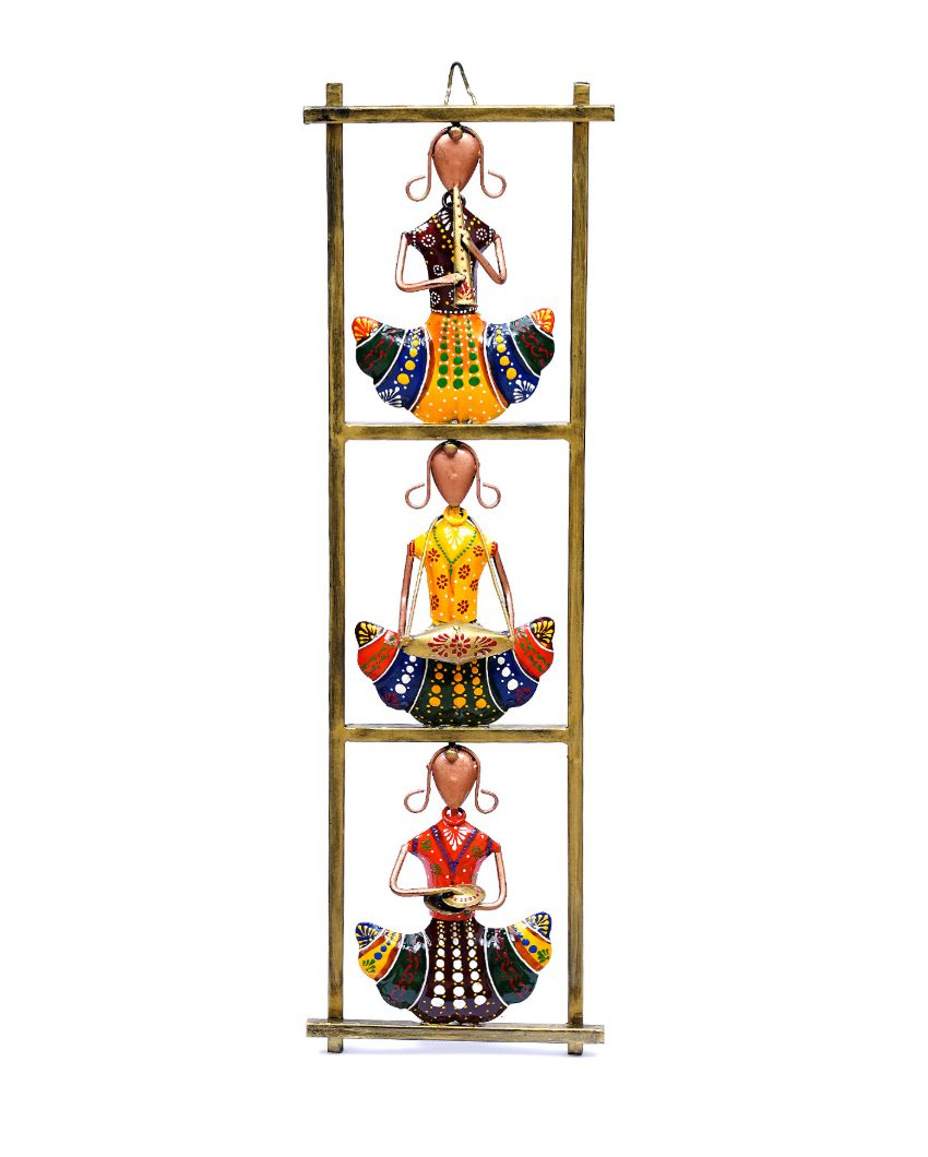 Retro Musician Lady Metal Decorative Wall Hanging Frame | 8 x 3 x 25 inches
