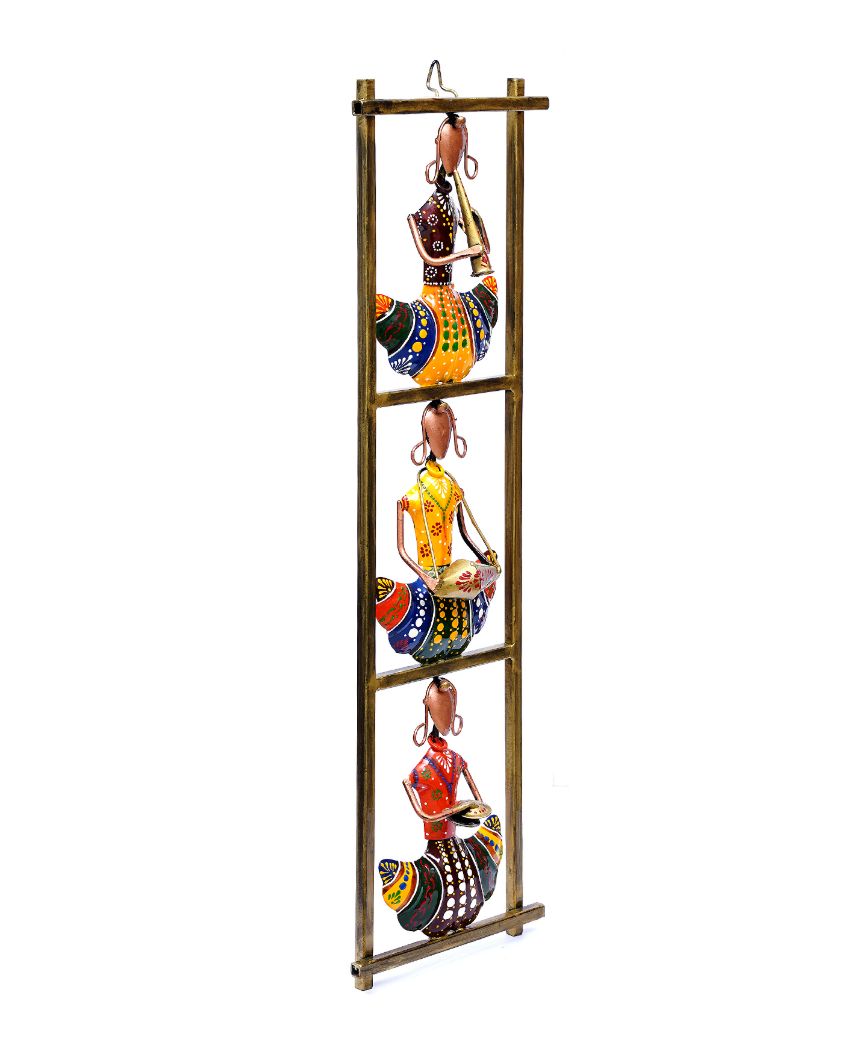 Retro Musician Lady Metal Decorative Wall Hanging Frame | 8 x 3 x 25 inches