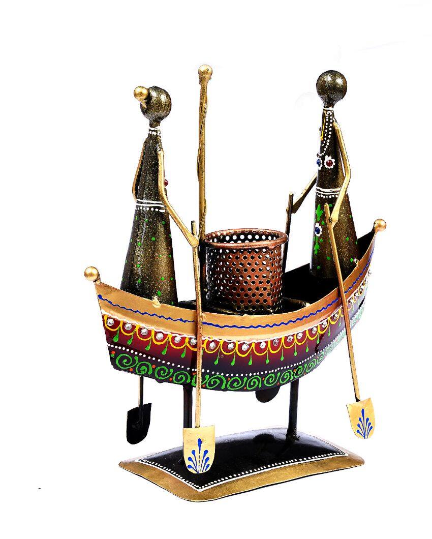 Boat Miniature Showpiece with Pen Stand | 10 x 3 x 11 inches