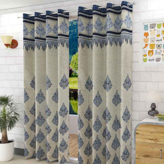 Blue Fancy Jacquard Door Curtains | Set of 2 | Door, Long Door | 7 ft, 9 ft