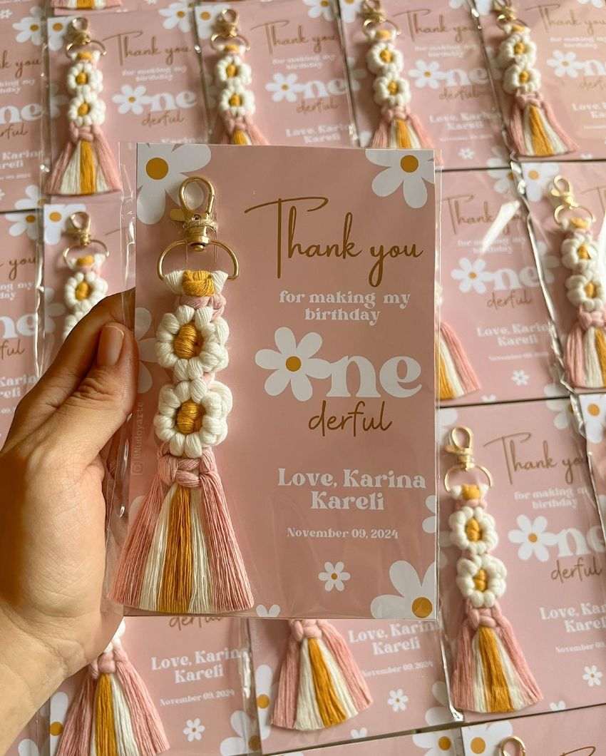 Floral Flower Bag Charm Keychain | 9 x 2 inches