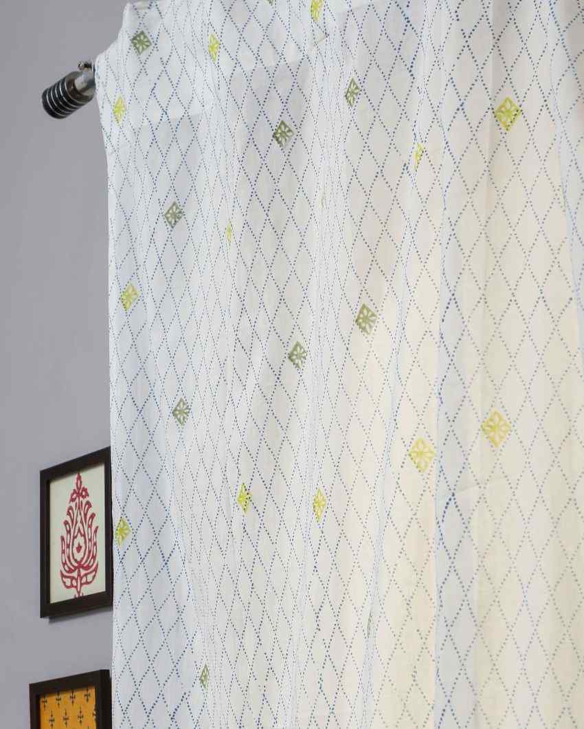 Diamond Dot Hand Block Printed Door Curtain | 7 X 4 Ft