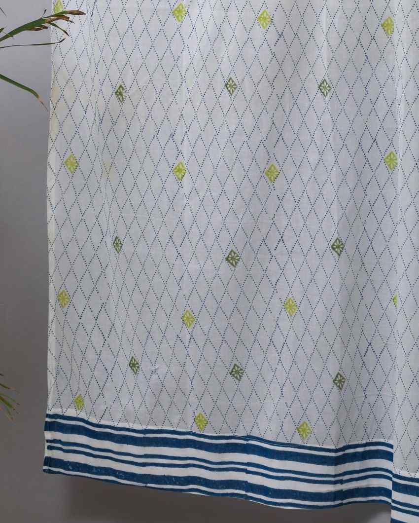 Diamond Dot Hand Block Printed Door Curtain | 7 X 4 Ft