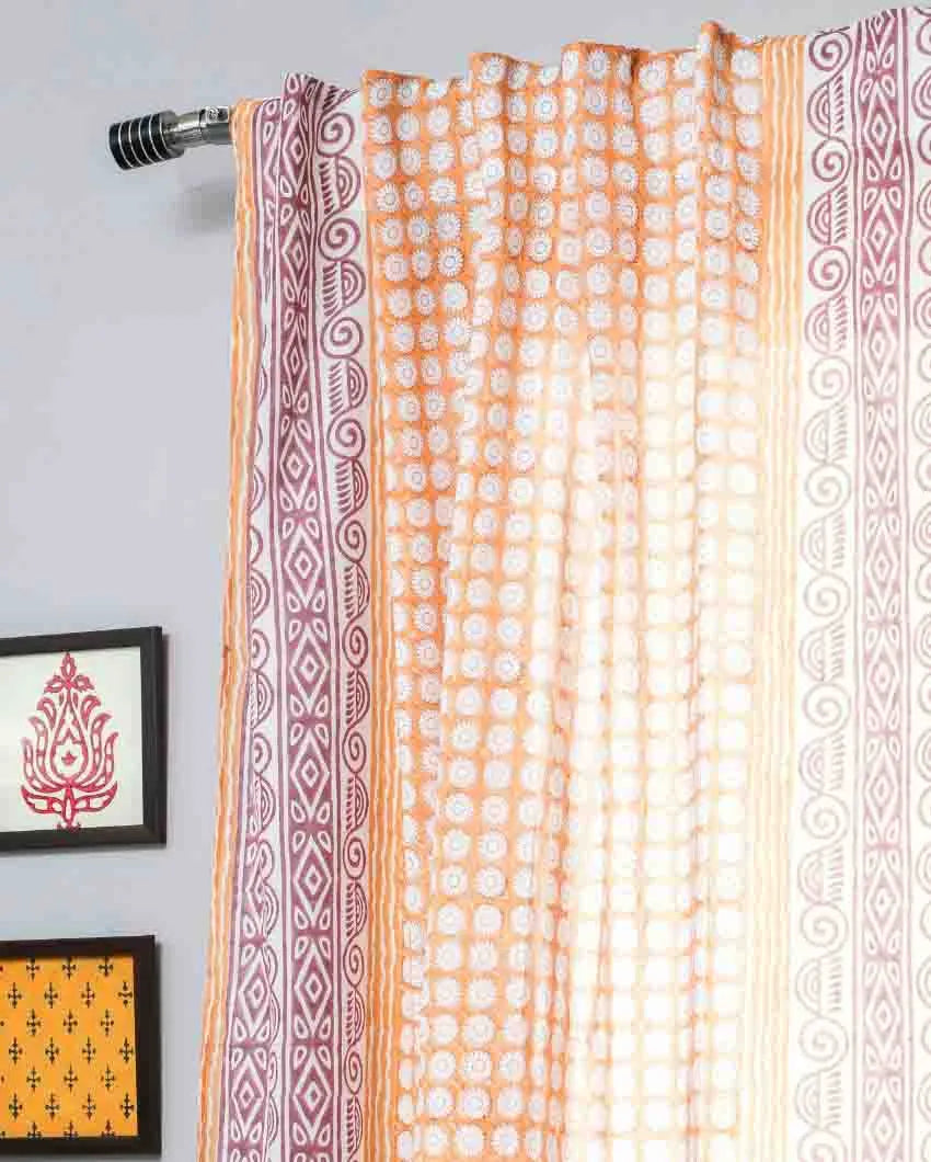 Harvest Sun Hand Block Printed Window Curtain | 5 X 4 Ft