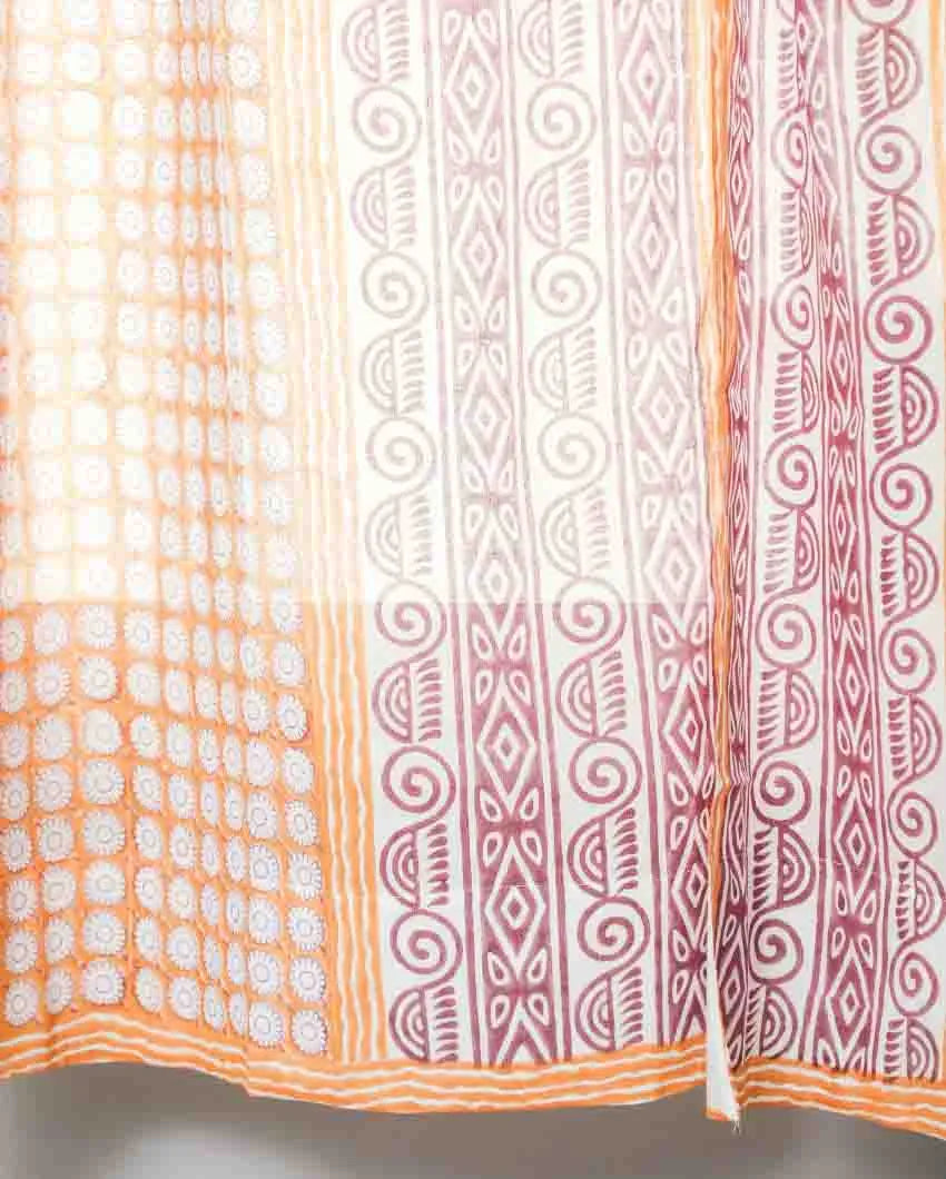 Harvest Sun Hand Block Printed Window Curtain | 5 X 4 Ft