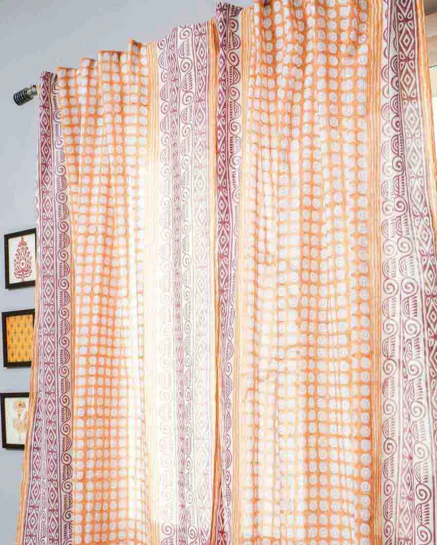 Harvest Sun Hand Block Printed Window Curtain | 5 X 4 Ft