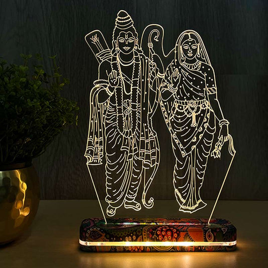 Shri Ram And Sita Lamp | With Rechargeable Battery