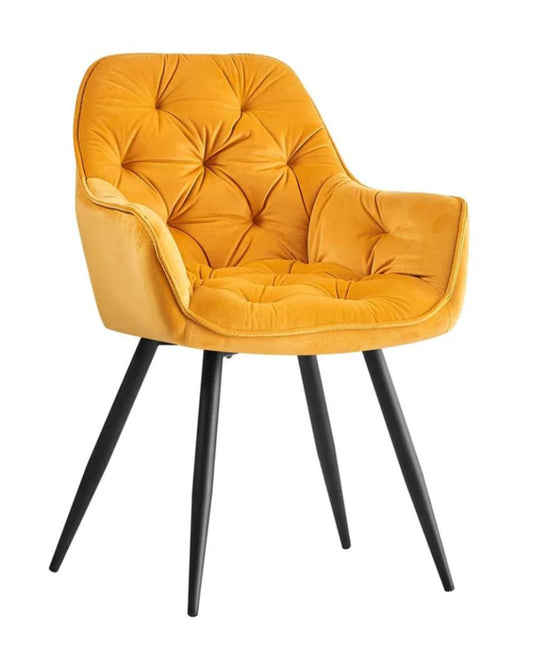 Runge Velvet Seat Solid Wood Arm Chair Yellow