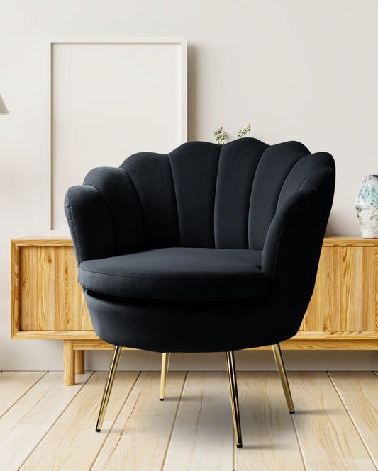 Velvet Melta Solid Wood Accent Chair Black