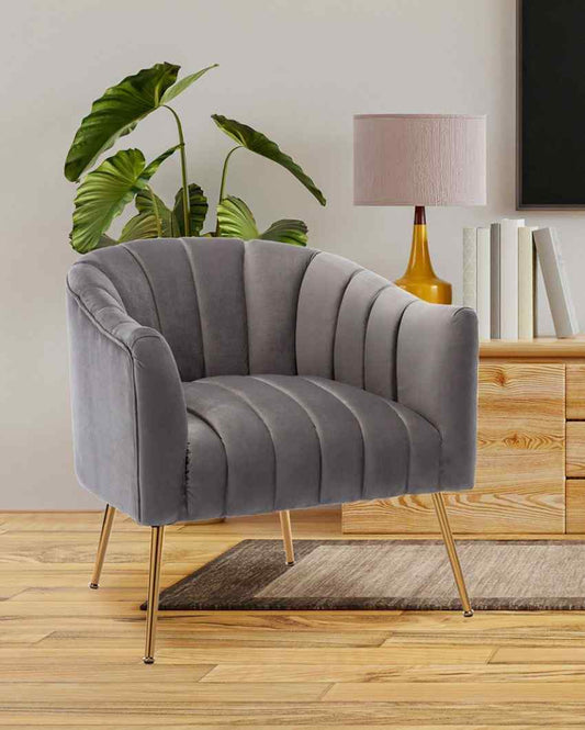 Jella Velvet Accent Solid Wood Chair Grey