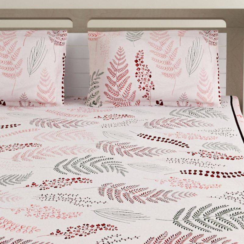 Light Pink Floral Light Print Cotton Bedding Set Double Size
