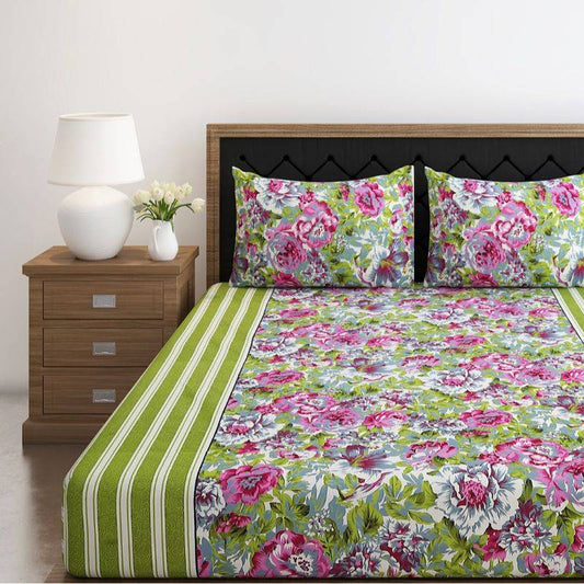 Multicolor Floral Print Cotton Bedding Set | Double Size Default Title