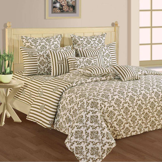Beautiful Off-White Floral Print Cotton Bedding Set | Double Size Default Title