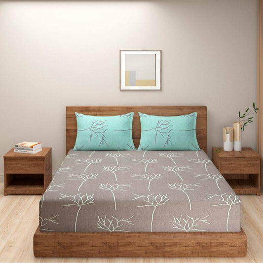 Grey Abstract Glow Print Cotton Bedding Set Double Size