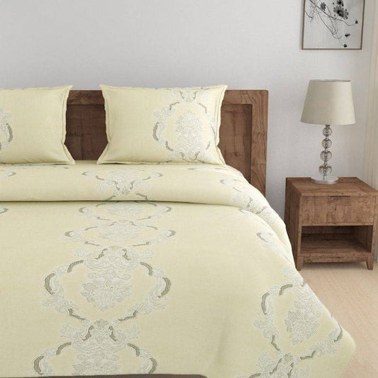 Yellow Floral Premium Print Cotton Bedding Set Double Size