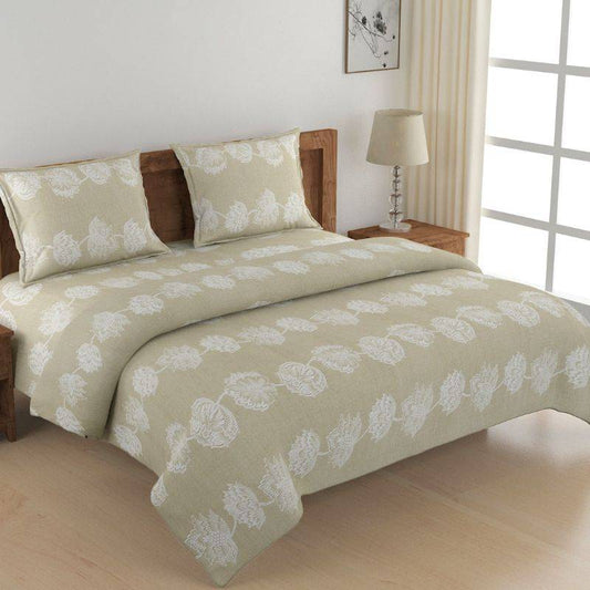 Brown Floral Premium Print Cotton Bedding Set Double Size