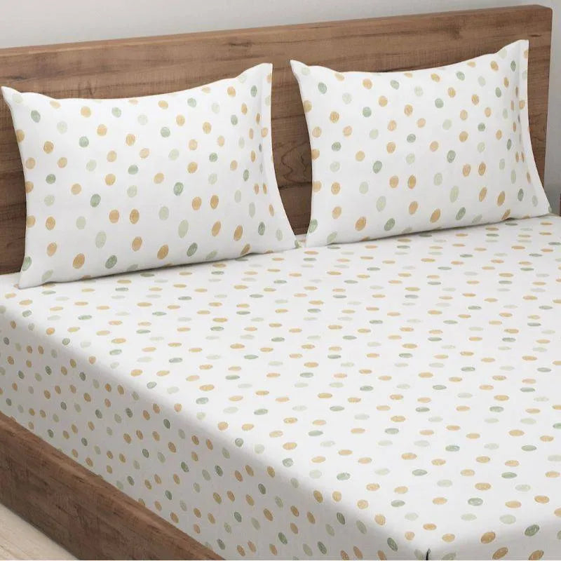 Dark Green Motifs Exclusive Print Cotton Satin Bedding Set Double Size