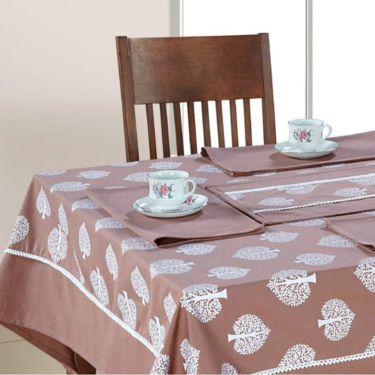 Brown Dinning Table Runner with Napkin Set Default Title