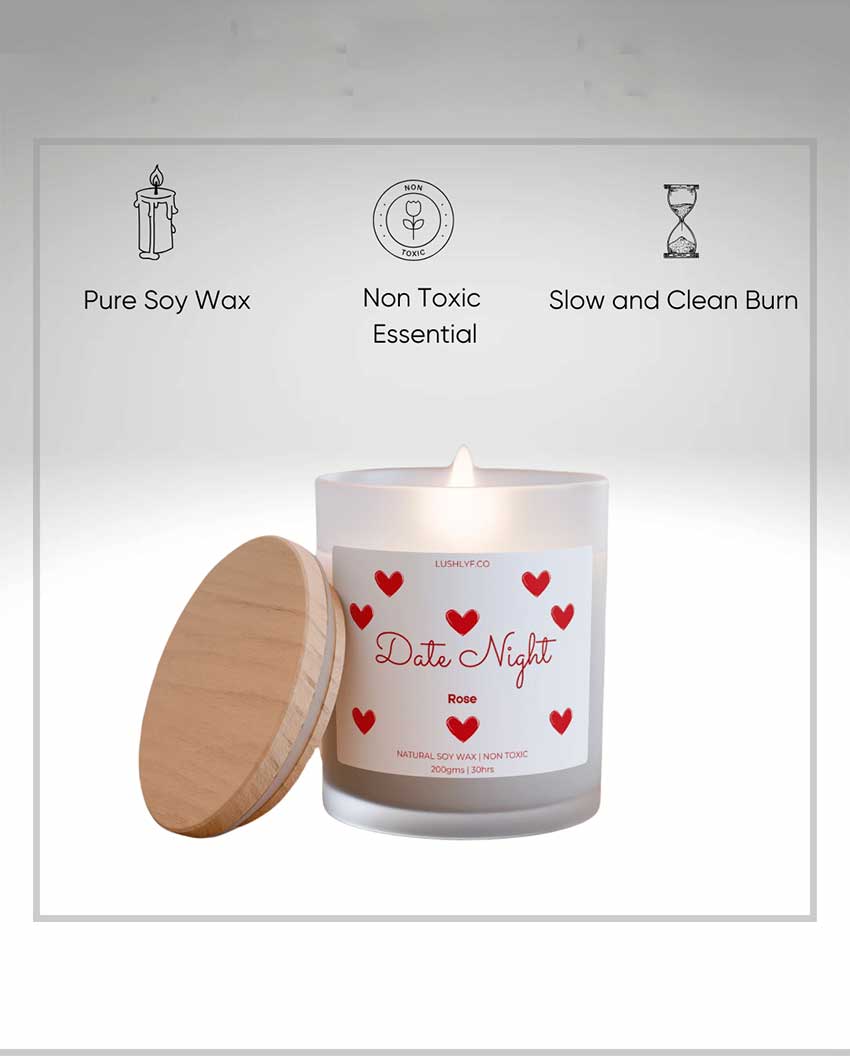 Date Night Valentine’s Rose Soy Wax Candle | 3 x 4 inches | 200ml