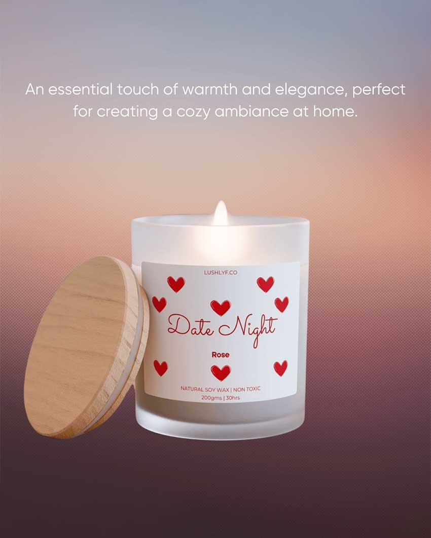 Date Night Valentine’s Rose Soy Wax Candle | 3 x 4 inches | 200ml