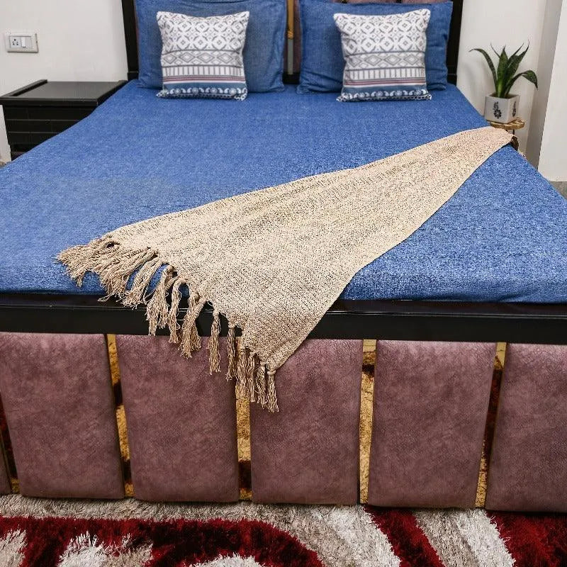 Serene Beige Breathable Cotton Throw