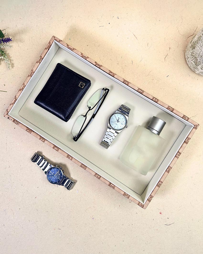 Champagne Vegan Leather Plain Organizer Tray | 14 x 8 x 3 inches