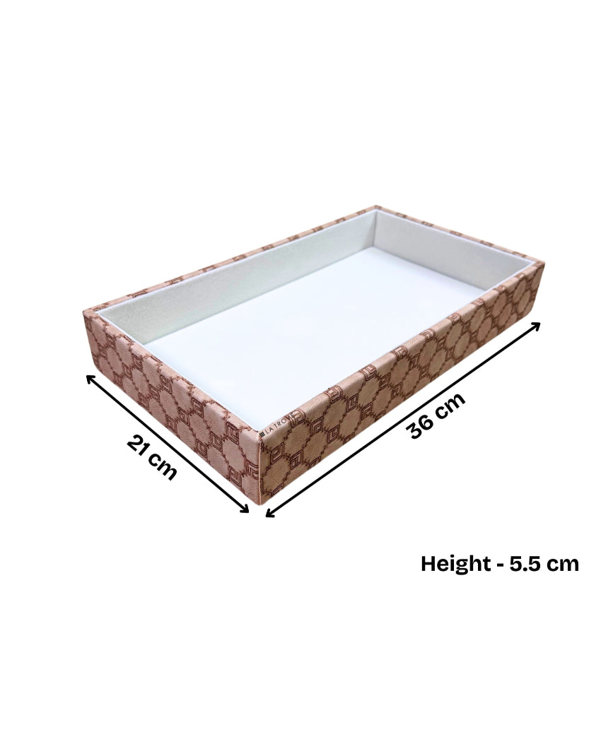 Champagne Vegan Leather Plain Organizer Tray | 14 x 8 x 3 inches