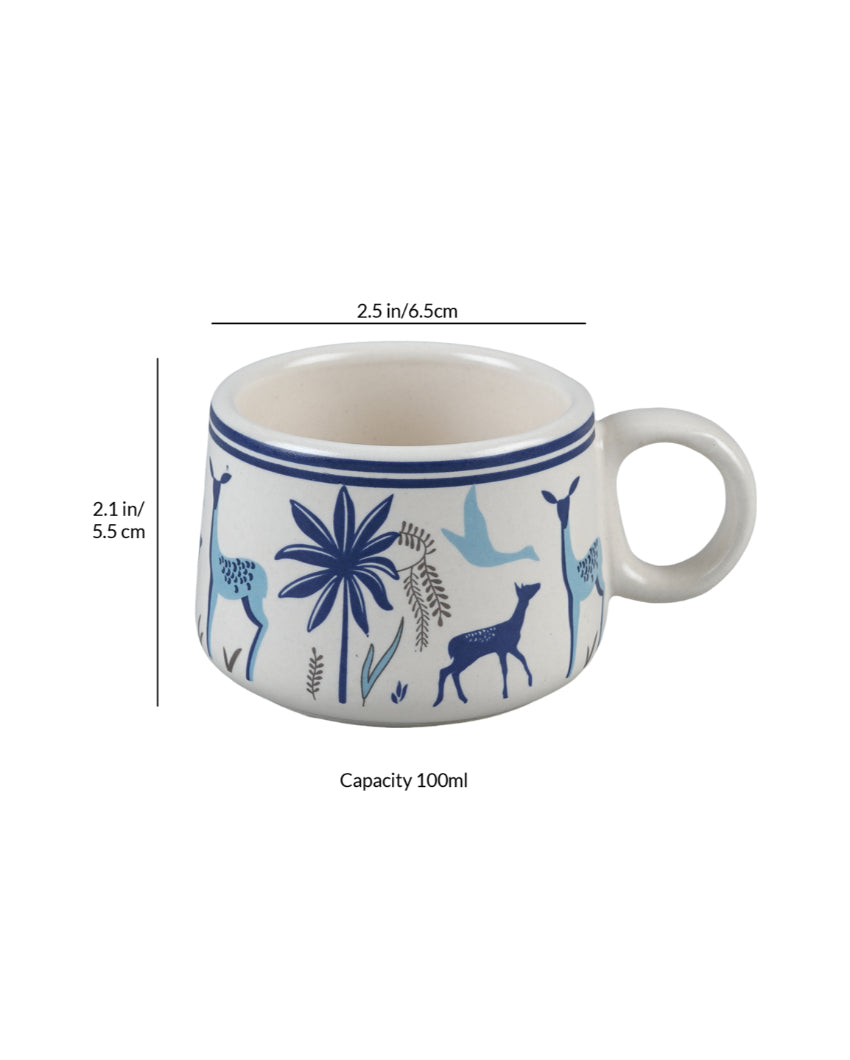 Chic White Geometric Print Cups | Set of 6 | 100ml